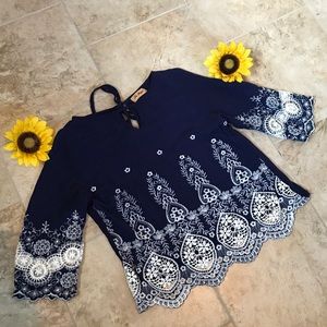 Navy Lace Blouse